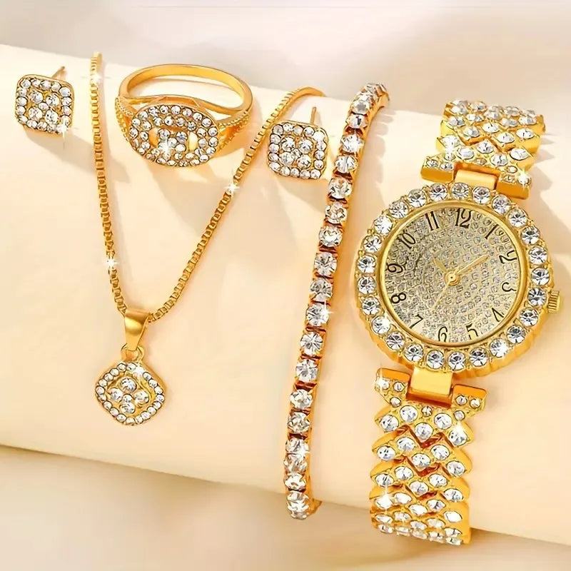 2026 New Ladies Bracelet Set Watch Fashion Diamond 5 pcs/set Female Watch Women
