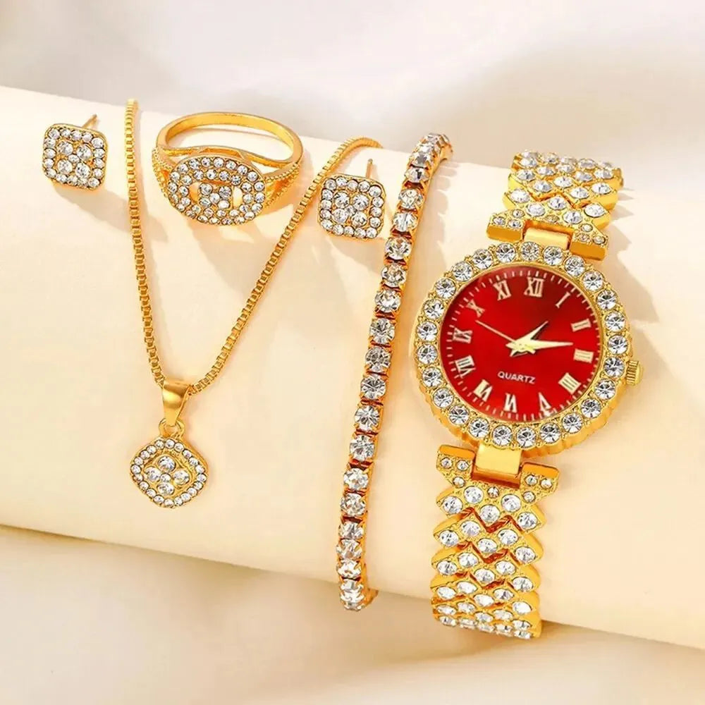 2026 New Ladies Bracelet Set Watch Fashion Diamond 5 pcs/set Female Watch Women