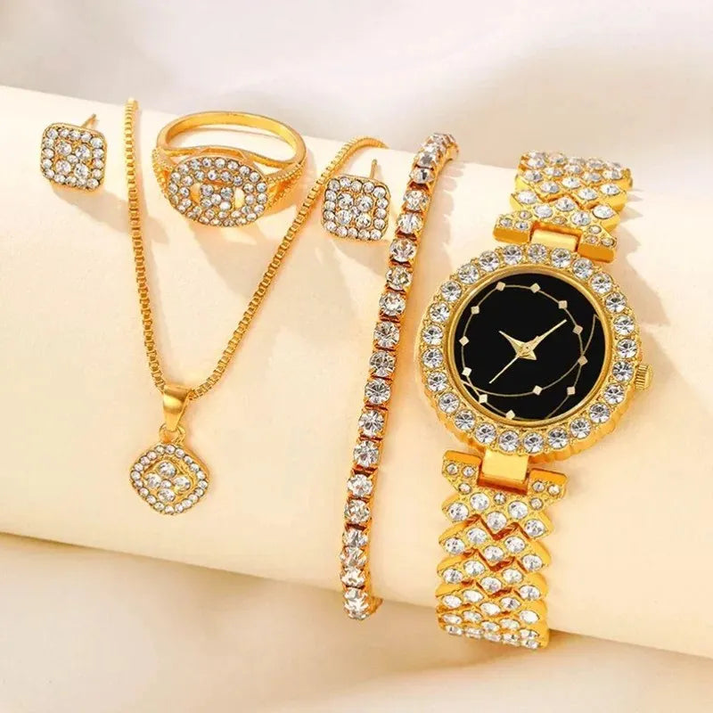 2026 New Ladies Bracelet Set Watch Fashion Diamond 5 pcs/set Female Watch Women